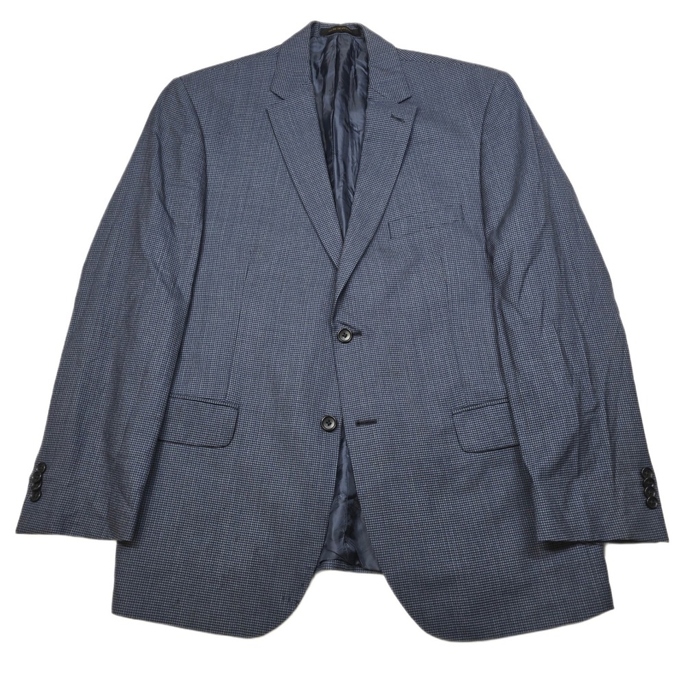 JoS A Bank Reserve Sport Coat Mens 44R Blue Houndstooth‎ Silk Wool Blazer